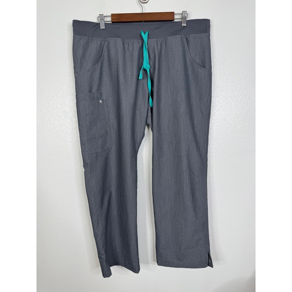 FIGS‎ Yola Skinny Cargo Scrub Pants Heather Charcoal Gray XL Petite
